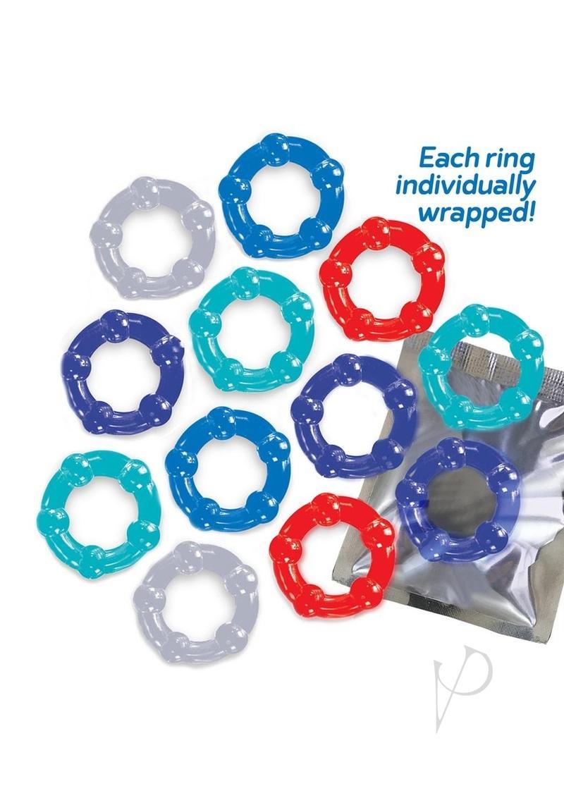 The 9`s - Baller`s Dozen Beaded Cockrings (12 Per Pack) - Assorted Colors